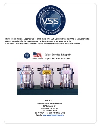 Surgical Vaporizers / Anesthetic Vaporizers, Service and Repair | https://www.vaporizerservice.com